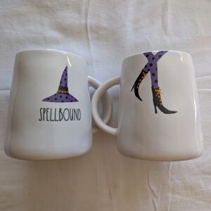 NWOT Rae Dunn Purple Witch Hat and Boots Mug Set Of 2